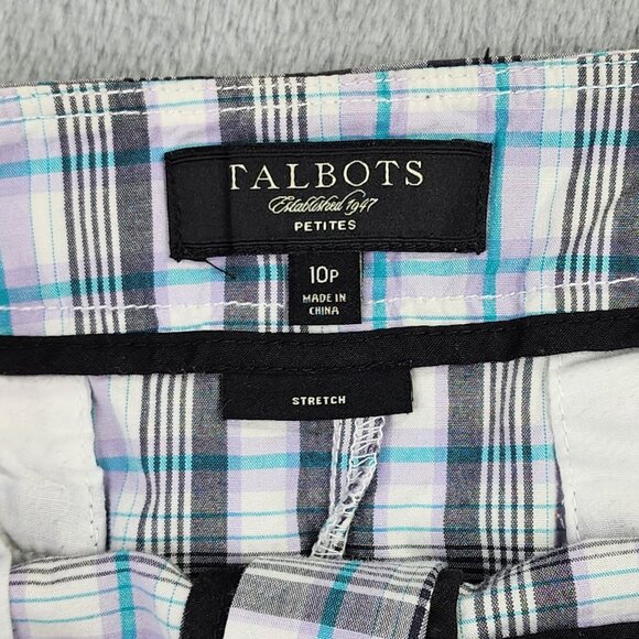 Talbots Skirt Womens Petite 10P Blue Pastel Plaid A Line Stretch Preppy Casual - Picture 2 of 10